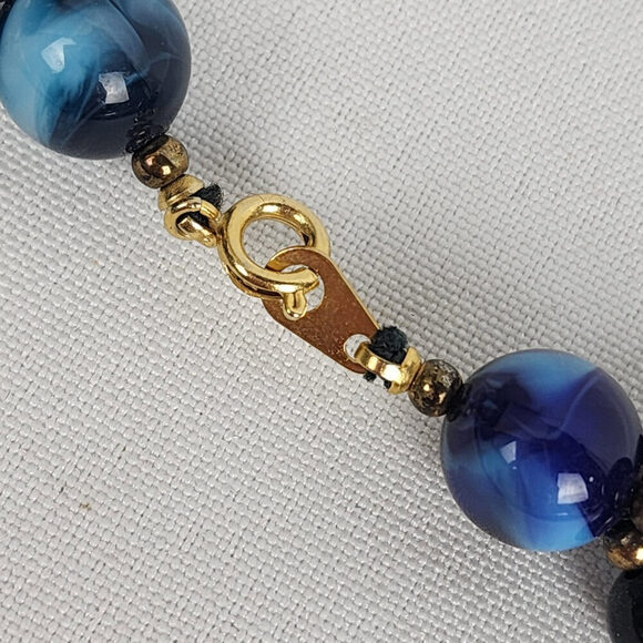 Blue Green & Burgundy Beaded Collar Necklace - Picture 5 of 6